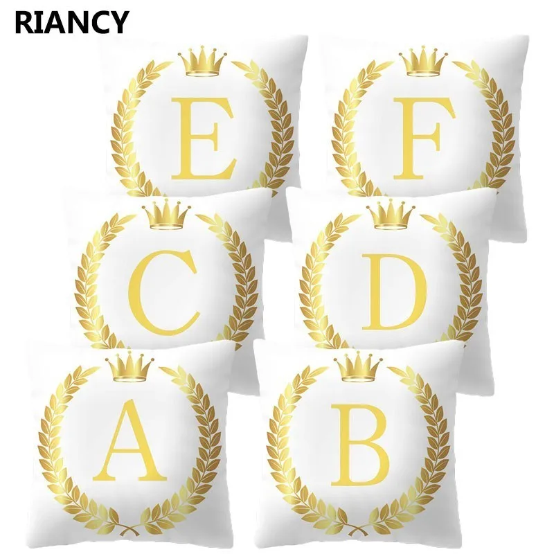 

1Pcs Gold English Letters Pillowcase Polyester Cushion Cover Throw Pillowcases for Sofa Home Seat Decorative Pillow Covers 40806