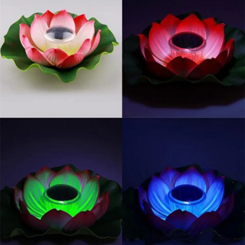

1 Pcs Solar Powered Multi-colored LED Lamp Lotus Flower RGB Water Pond Night Light For Garden Pool Resistant Outdoor Floating