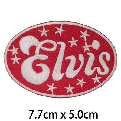 

Elvis red badge embroidered iron on patch, singer hillbil punk biker vest fabric badge, jacket jean clothing patch DIY