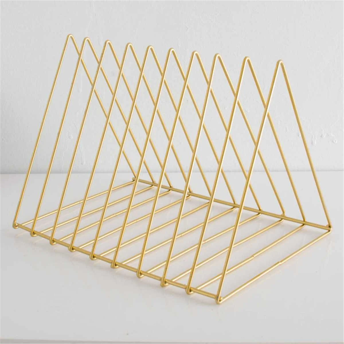 المعادن مثلث الحديد الفن سطح المكتب رف إلكتروني مجلة تخزين حامل أرفف المنزل ديكور
