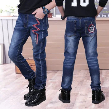 Children Boys Jeans 2019 Spring Kids Denim Pants Boys Casual Pencil Jeans Pants.4Y-15Y Children Letter Straight Trousers 2