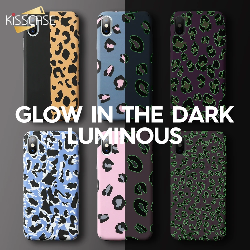 KISSCASE Print Phone Case For iPhone 7 6 6s 8 Plus Luxury Leopard Luminous X XS Max XR 5 5S SE Covers Coque Capa |