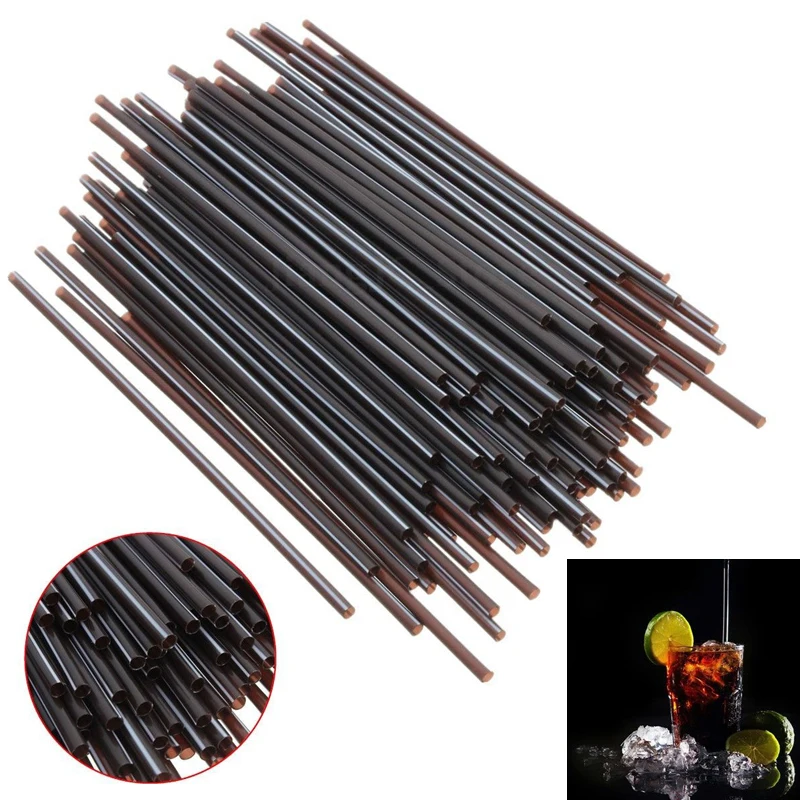 

100 x Black Plastic Mini Cocktail Straws Celebration Drinks Party Supplies Tool