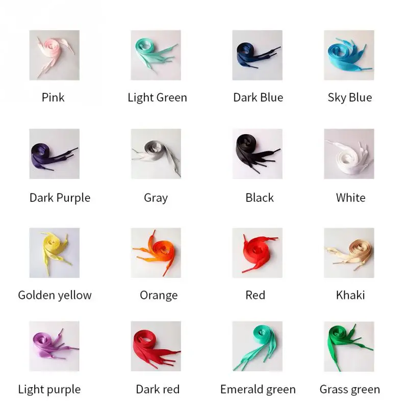 

80cm Length Flat Satin Ribbon Multicolor Solid Shoelaces Shoe Laces Sneaker Sport Shoes 2CM Wide