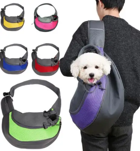 Сумка для переноски собак, сумка для путешествий, сумка на одно плечо, дышащая сетка, удобная передняя сумка-слинг