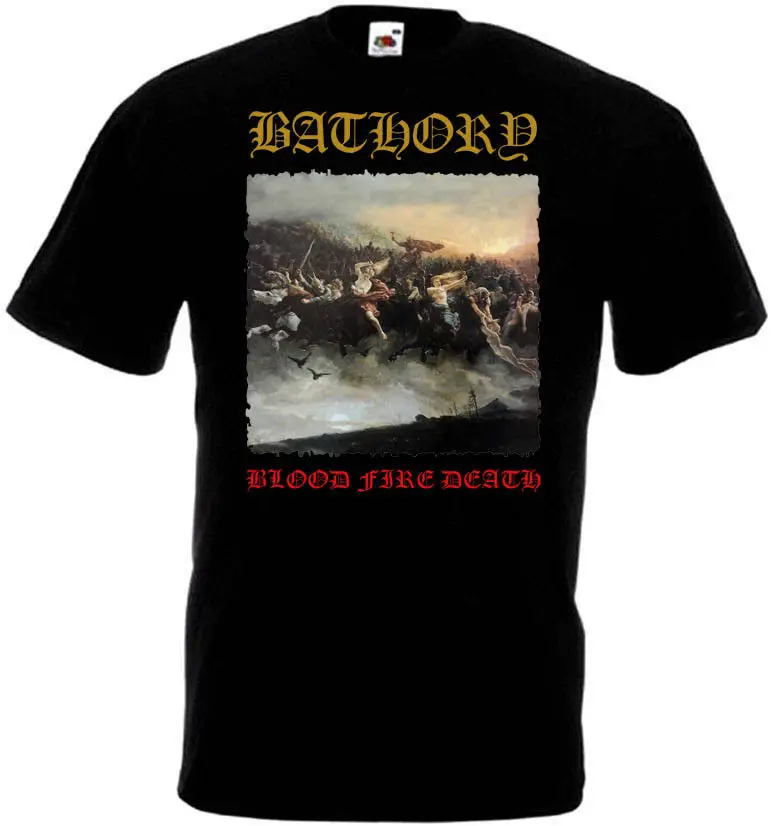 

Bathory Blood Fire Death T-shirt Black Metal Trash All Sizes Hot Selling 100 % Cotton T Shirts Top Tee Printed Pure Cotton