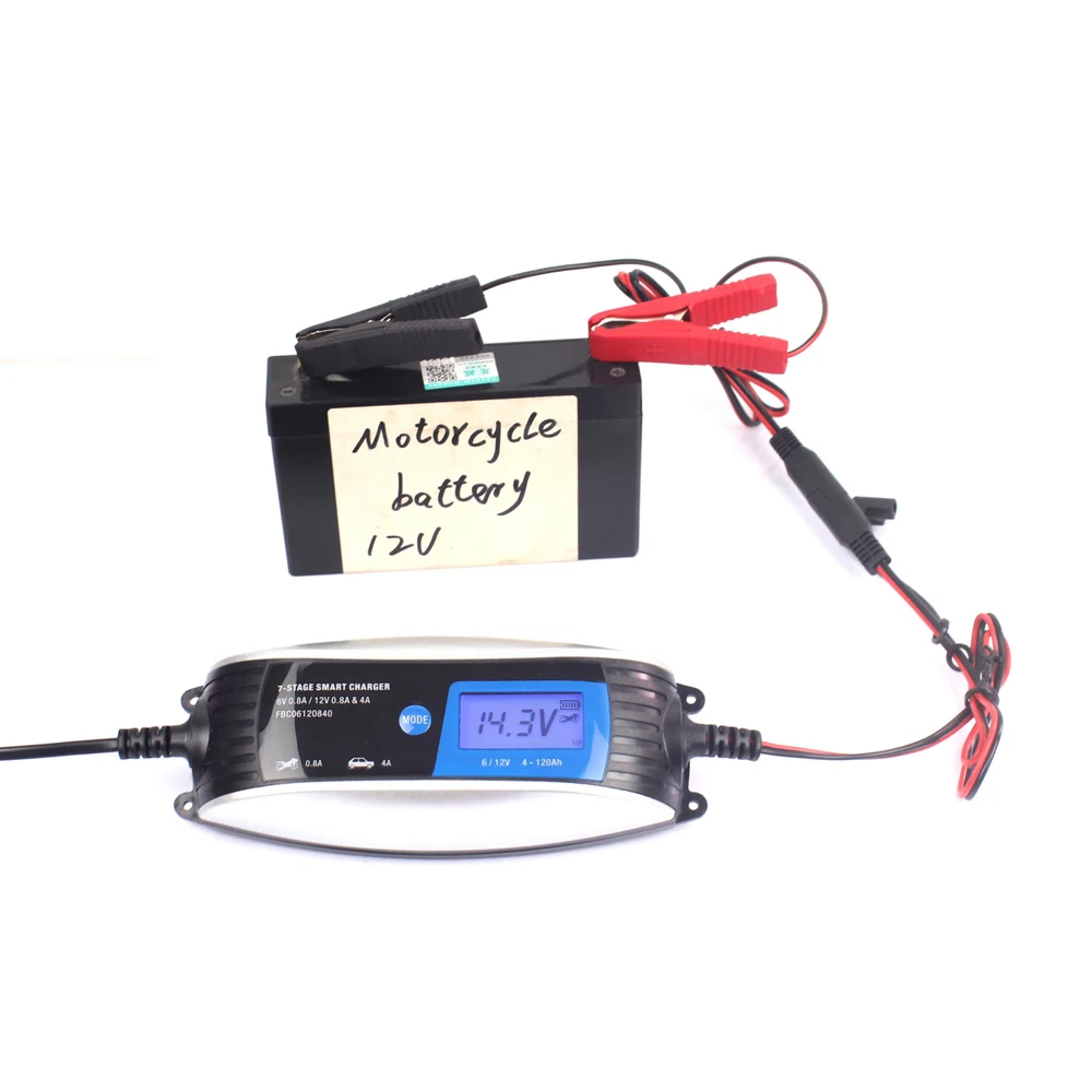 Автомобильное зарядное устройство 12V 0.8A/4A 6V 0.8A 7-stage AGM GEL WET EFB lcd интеллектуальное зарядное устройство для игрушечного мотоцикла автомобиля