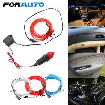 

FORAUTO Car 12V LED Cold lights 1M Decorative Lamp Flexible Neon EL Wire Car styling Light Strips Interior Decoration Auto Lamps