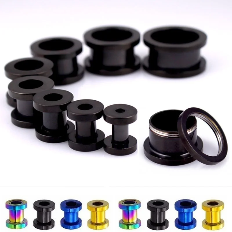 

1Pair 316L Stainless steel Ear Tunnel Plug GaugesFlesh Body Piercing Ear Reamer Expander stretching 3mm-25mm