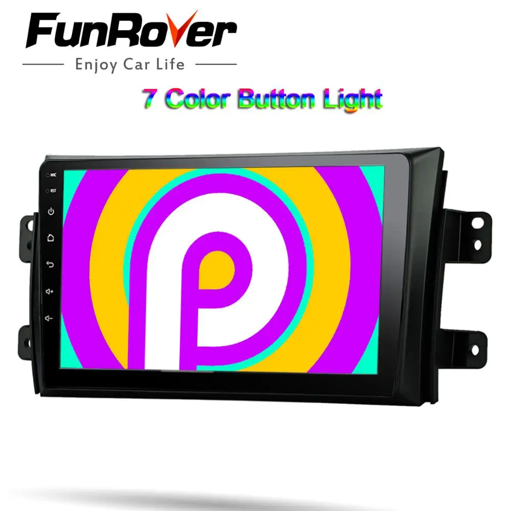 Best FUNROVER 2G RAM android 9.0 2.5D+IPS car dvd multimedia player navigation gps For Suzuki SX4 2006-2013 2 din car radio vedio DSP 4