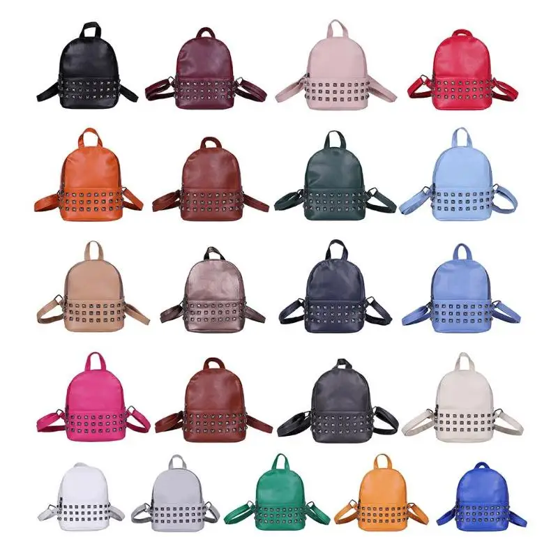 Женский Повседневный Рюкзак из искусственной кожи с заклепками Одноцветный