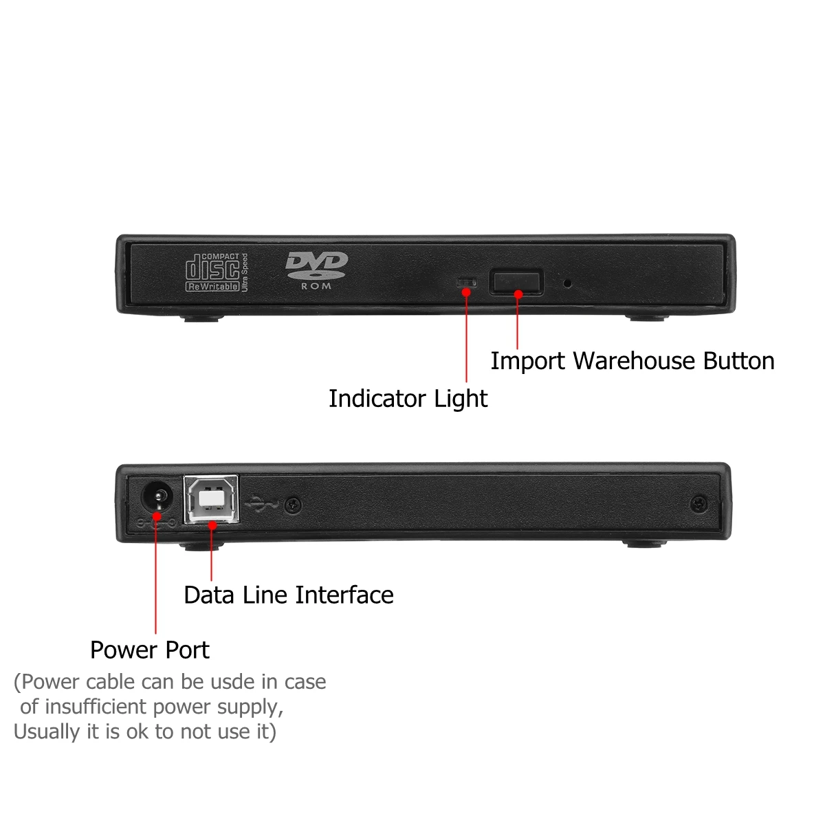 Внешний USB2.0 RW CD писатель тонкий привод горелки DVD ридер плеер оптические диски для ПК ноутбука