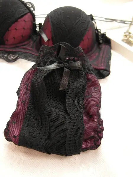 new 2014 temptation to lace vest type cup sexy push up bra & panties adjustment underwear bra set