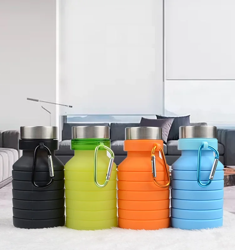

100pcs 550ML Portable Silicone fashion Folding Water Bottle Retractable Outdoor Climbing Travel Collapsible Sports Kettle DHL