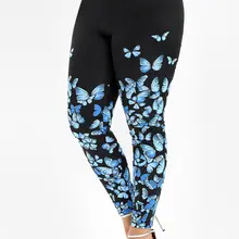 Wipalo, женские модные леггинсы размера плюс 5XL с 3D принтом бабочки, обтягивающие леггинсы с высокой талией, повседневные узкие брюки