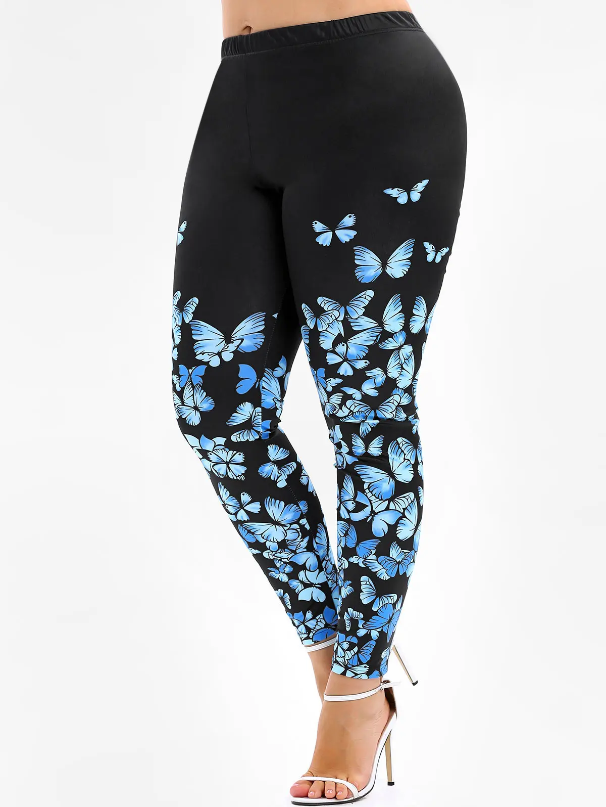 

Wipalo Women Fashion Plus Size 5XL 3D Butterfly Print Leggings High Waisted Skinny Leggings Casual Pencil Pants Trousers