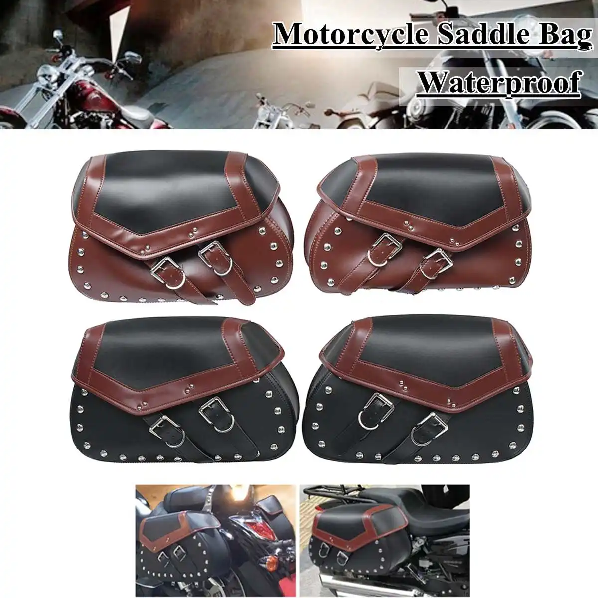 

Pair Universal Motorcycle Saddle Bags Luggage Saddlebag Side Storage Tool Pouch For Harley/Honda