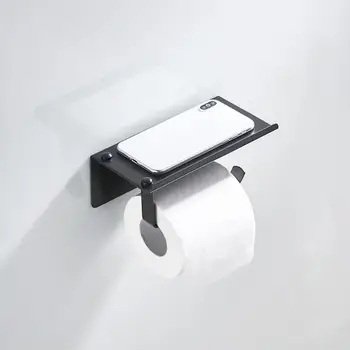 

New Toilet Paper Holder Toilet Roll Holder With Large Space Shelf For All Mobile Phone Wall Mounted Tissue Holder For Bathroom