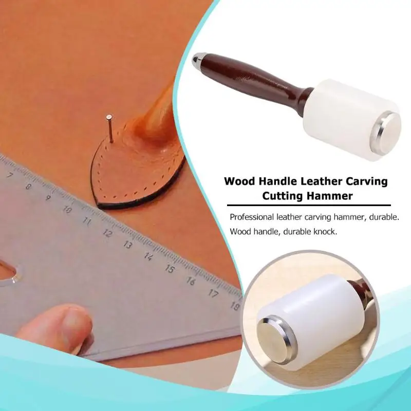 

Leather Carving Hammer Printing Tool DIY Craft Cowhide Punch Cutting Sew Nylon Hammer Tool Kit with Wood Handle