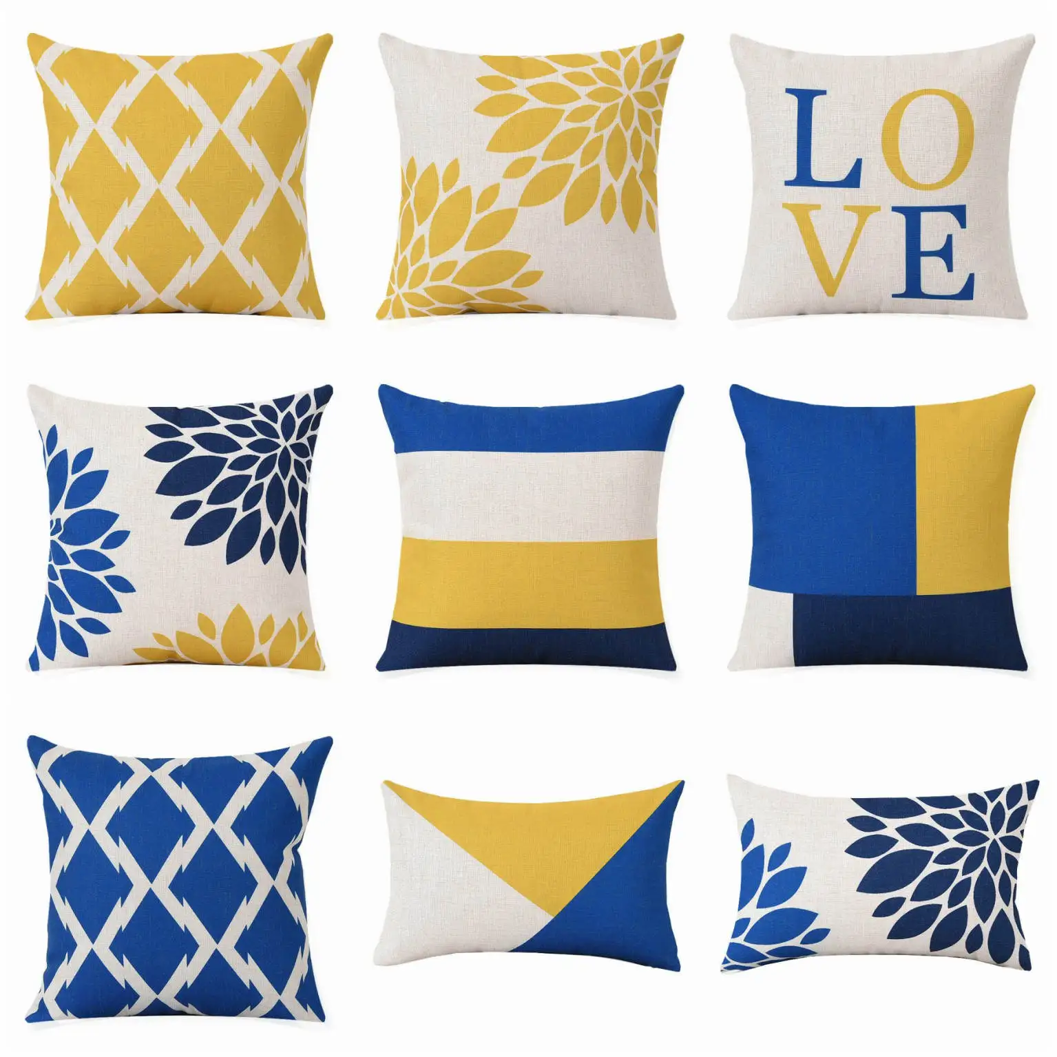 

Geometry Printing Pillow Case Throw Pillowcase Cotton Linen Printed Pillow Covers for Home Office
