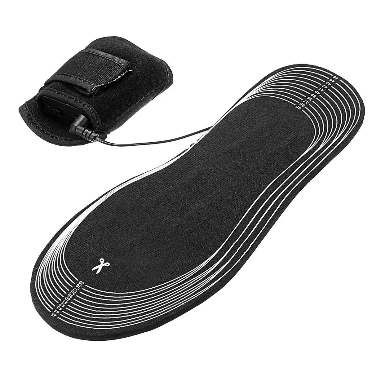 Black 1 Pair Heated Insoles Battery Powered Electric Shoes Boot Cold Snow Feet Warmer Winter