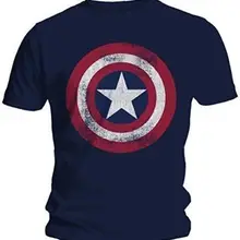 De los hombres de la moda camisetas de Capitán América de Logo de escudo Comics adulto M-2XL camisetas de algodón