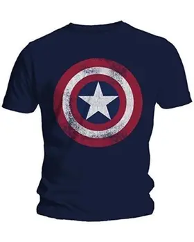 Fashion Men T-Shirts Captain America Distressed Shield Logo Comics Adult Shirt M-2XL Cotton T-Shirts ultimate comics captain america