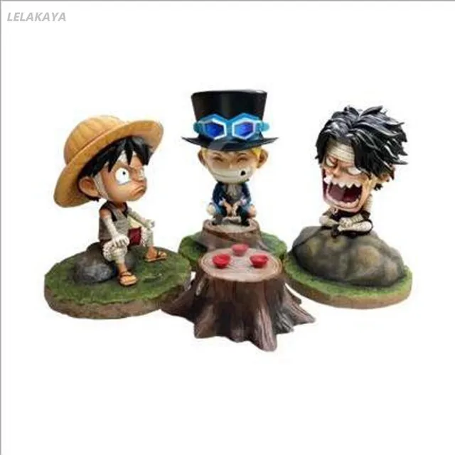 Best Offers 12cm ONE PIECE Anime Action Figure Mini Angry Bandage Monkey D Luffy Sabo Ace Sitting Ver Model PVC Kids Lovely Decoration Doll