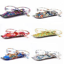

iboode Retro Printed Flower Reading Glasses Women Men Spring Hinge Ultralight Presbyopic Glasses +1.0 to 3.5 With Matching Pouch