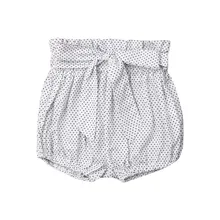 Модная повседневная одежда для новорожденных мальчиков и девочек шорты с высокой талией и бантом красивые хлопковые трусы с геометрическим рисунком