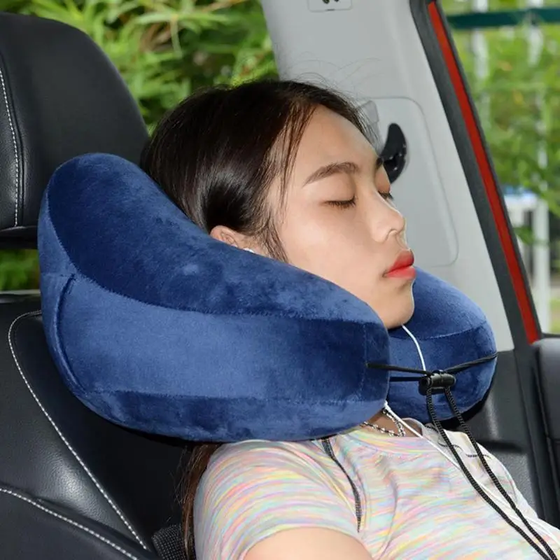U Shaped Travel Pillow Car Air Flight Inflatable Pillows Nanoparticles Headrest Cushion Soft