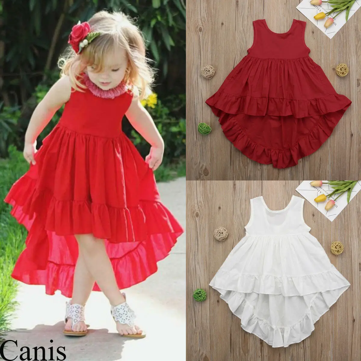 Pudcoco 2019 Summer Toddler Kids Baby Girl Ruffle Dress Princess Party