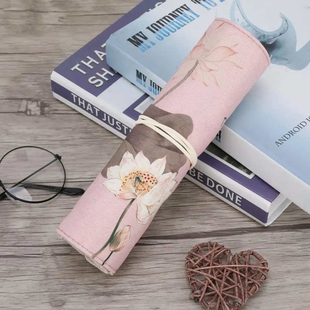 

Portable Vintage Pencil Case Roll Up Pouch Brush Pen Storage Box School Stationery
