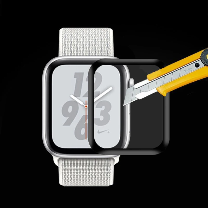 3D закаленное стекло полное покрытие для Apple Watch 4 защита экрана Мягкий край полная