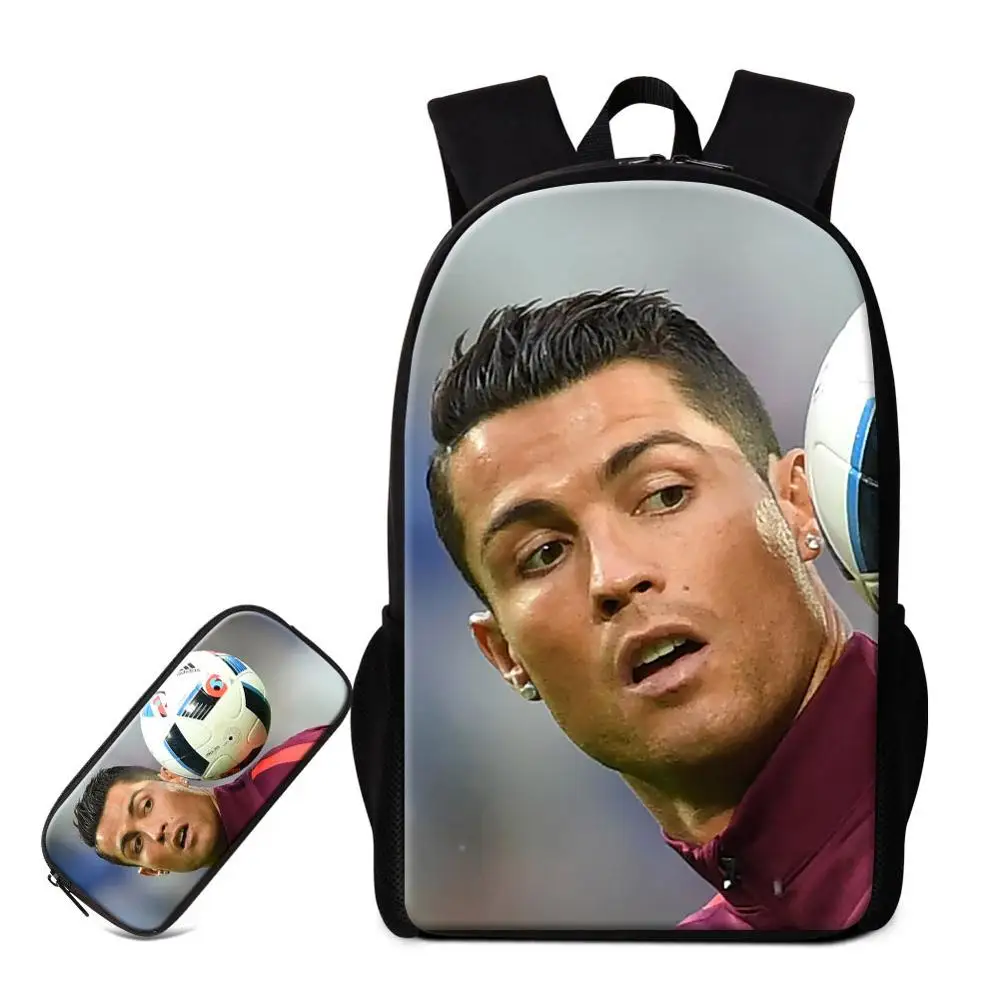 

C.Ronaldo Kids Backpack Set Ladies School Backpack Sets Women Schoolbag 1 Grade Child Teen Boys Girls Large Shoulder Bookbag Set