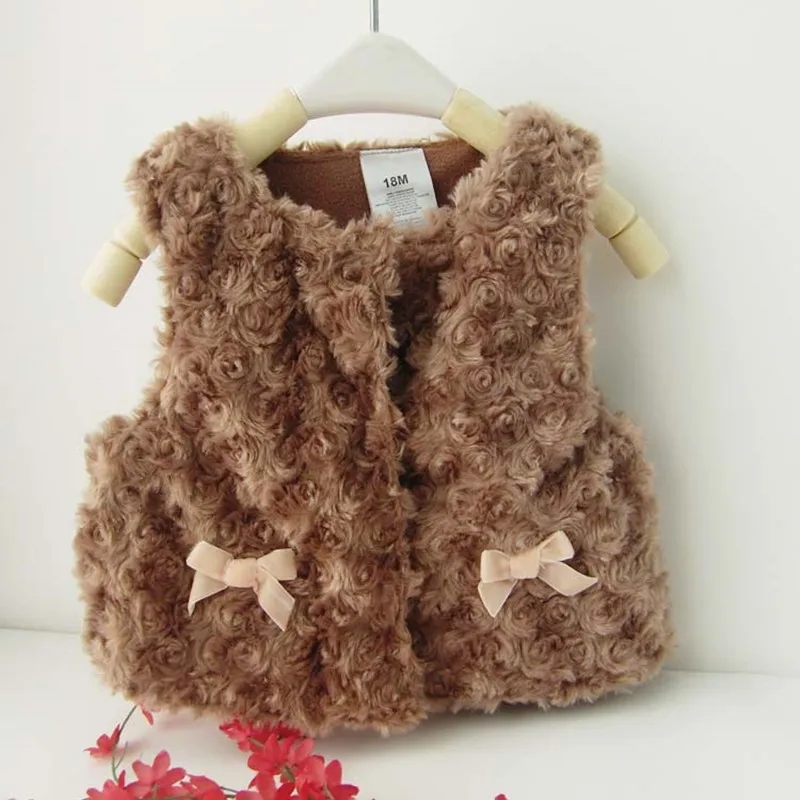 2018 Winter Warm Baby Clothing Girl Bowknot Clothes Vest Kids Toddler Bow Waistcoat Child Outwear 4 Color Coat