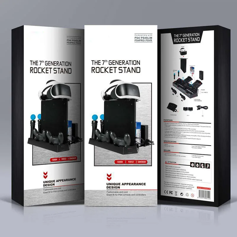 

PS4/PS4 Slim/PS4 PRO Vertical Stand with Cooling Fan Cooler Dual Controller Charger Charging Station for SONY Playstation 4