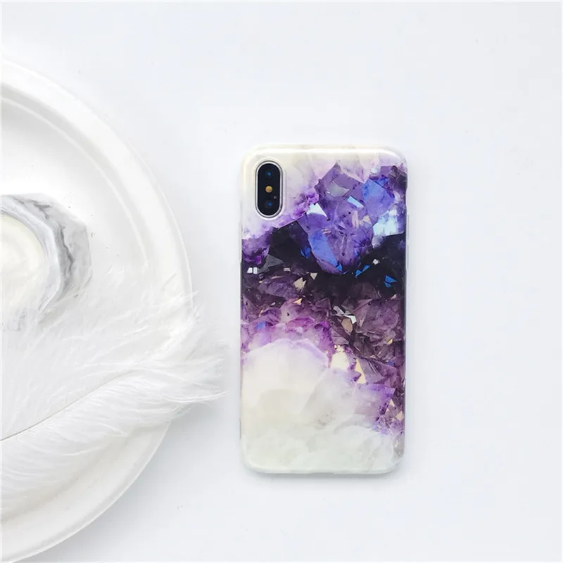 

Purple Crystal Phone Case for iPhone X XS MAX XR 8 6 6s 7 plus Fashion Soft Glossy Back Cases for iPhone 10 Protective Cover