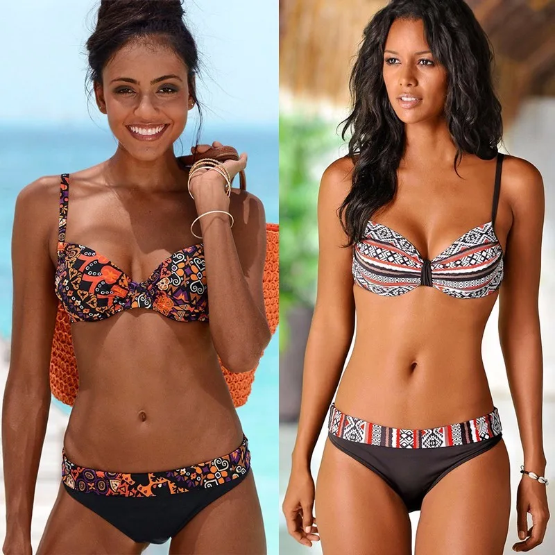 

Print Halter Top Low Waist Retro Bikini Set Push Up 2019 Swimsuit Puls Size Women Sexy Swimwear Bikins Girl's Biquini Xxl