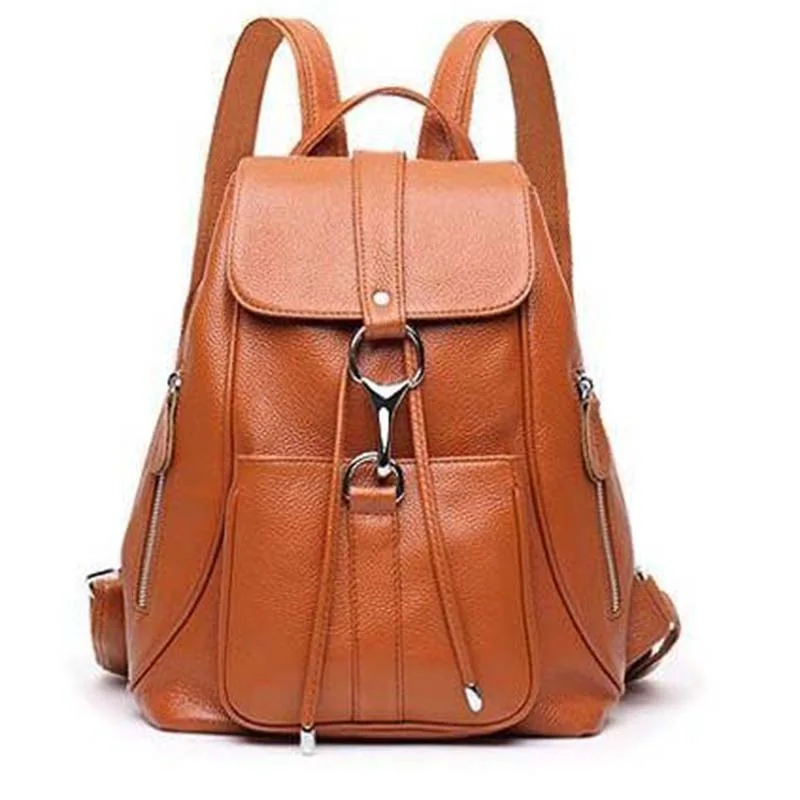 

Kajie Casual Genuine Leather Women Bag Fashion Travel Black Backpack Schoolbag Backpack For Teenage Girls Kanken Female Mochilas
