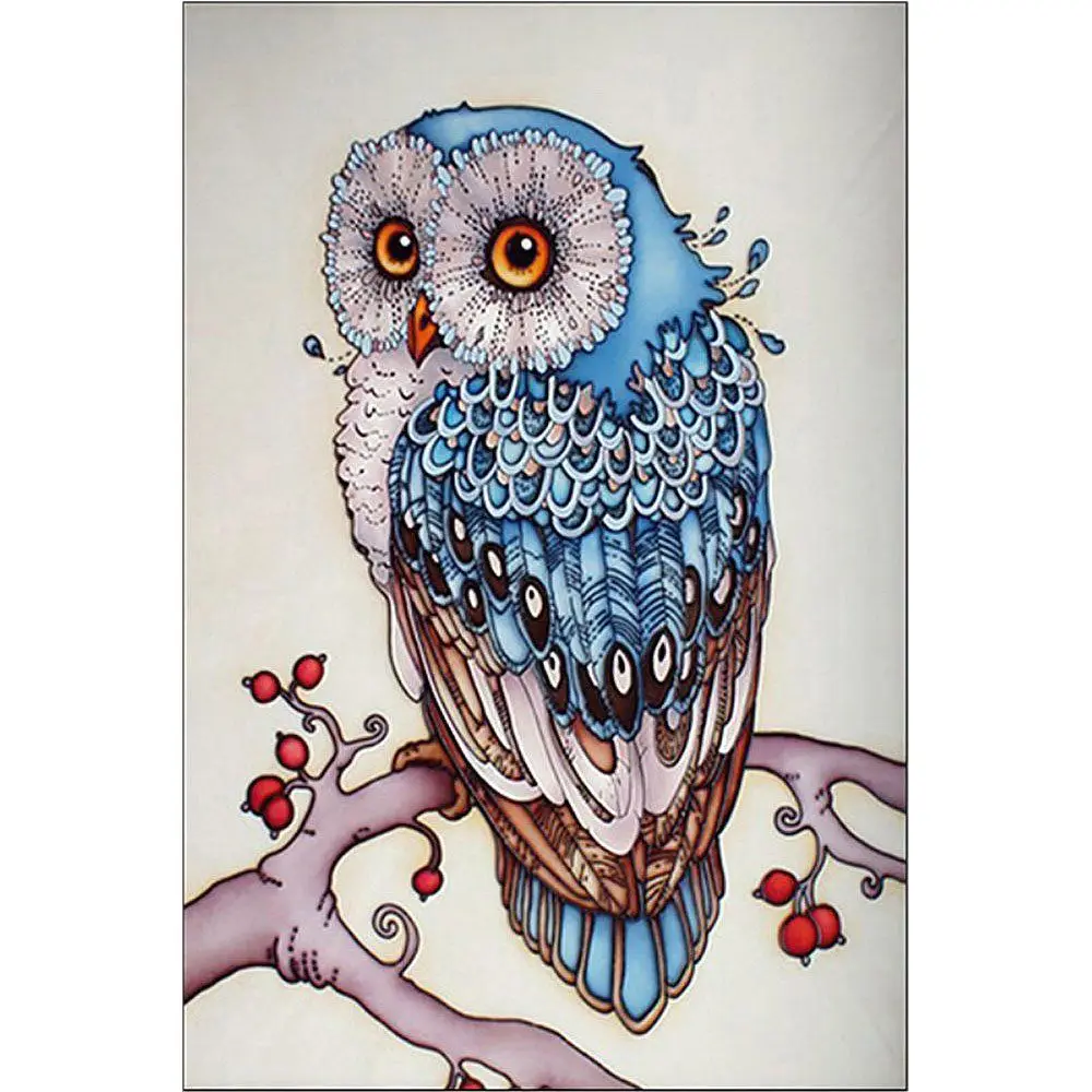 

Best DIY 5D Full Drill Diamond Painting, Rhinestone Pasted Cross Stitch Blue Owl Pattern for Home Wall Decoration(7.8 x 11.8 i