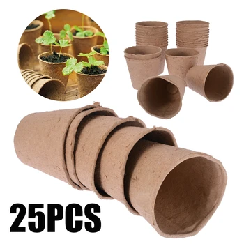 

25pcs/set Biodegradable Fibre Peat Pot Seedling Grow Pots Nursery Cup Environmental Pulp Pots Garden Accessories