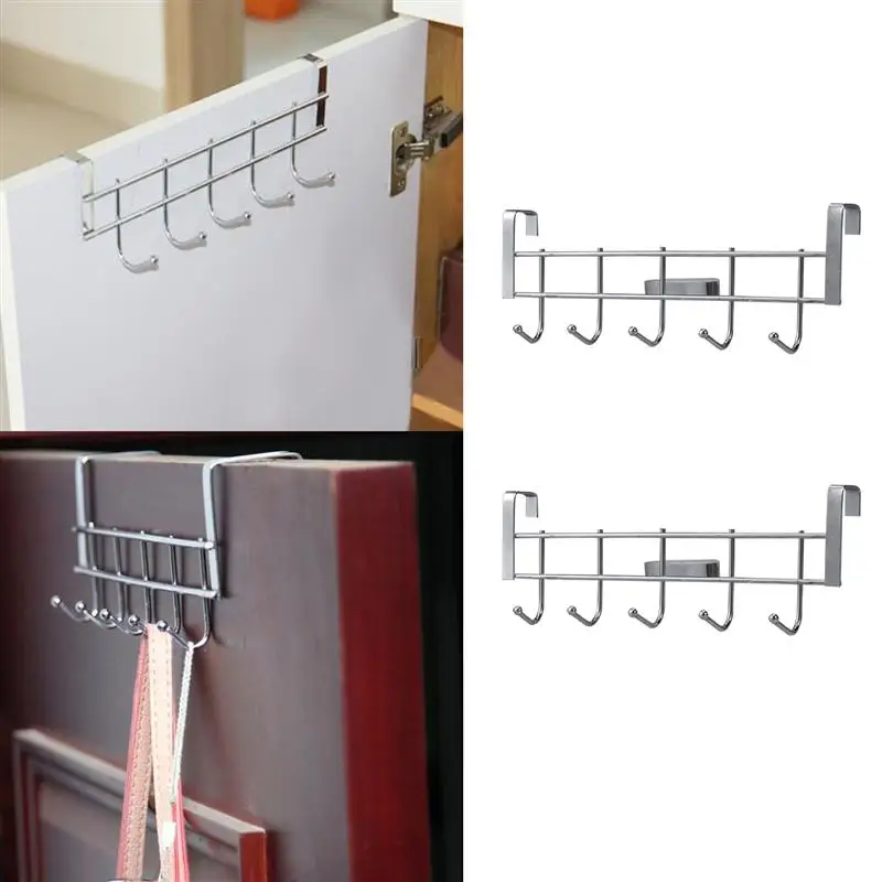 OUNONA 2pcs Over The Door Hook Stainless Steel Wall Mounted Hook Coat Hat Hanger Hook Door Hook Rack Door Storage Hanging Rack