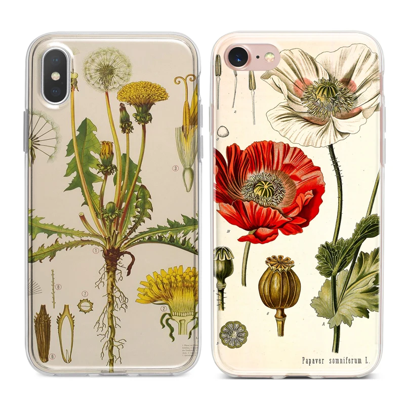 

Poppy Botanical Art Fundas Soft TPU Silicone Phone Cases for iPhone XS Max XR 7 8 6 6S Plus 5S 5 SE 5C 4S iPod Touch 6 5 Cover.