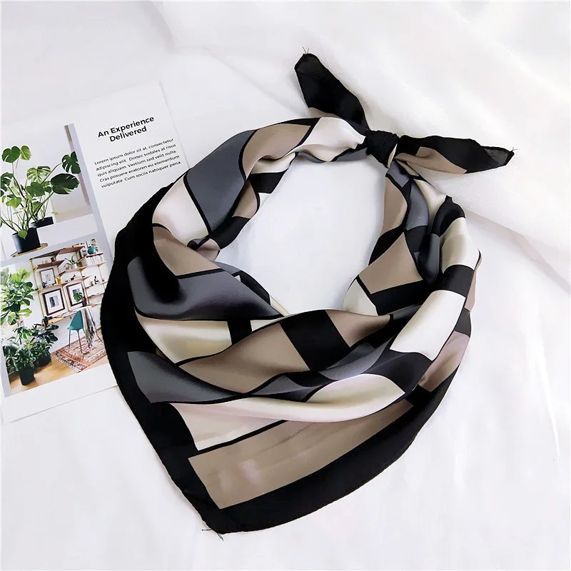 

70*70cm Square Silk Scarf Elegant Women Work Scarves Fashion Geometric Pint Bufanda Foulard Bandana