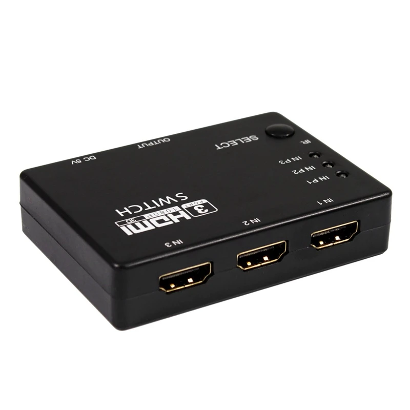 HDMI Switcher HDMI, переключатель HDMI селектор 3 входа и один выход совместим с HDCP с пультом дистанционного управления 3-портовый разъем