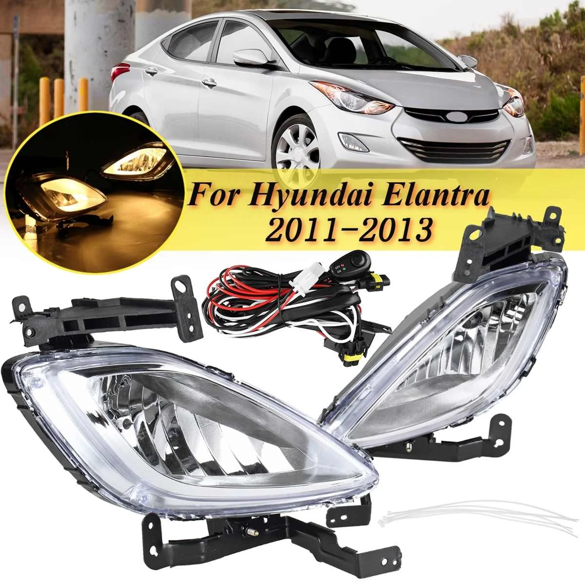 

For Hyundai Elantra 2011 2012 2013 Original 1 Pair Car Front Fog Light Lamp With Wire Bulb Driving Drl Light Replacement