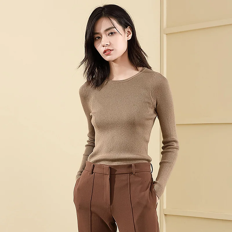 Solid bottoming knitting shirt woman pullover autumn and winter slim thin sweater wool blends sexy backless sweater 18200
