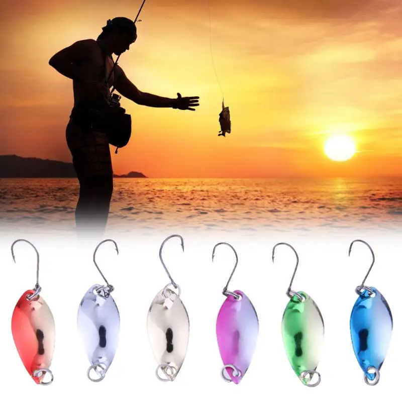 

6pcs Metal Fishing Hooks Fishing Spinner Lures Bass Tackle Set Treble Hooks 6 Colors Fishhooks Tool Accessories Hot