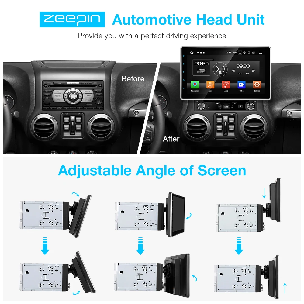  ZEEPIN KD-2000 Auto-Multimedia-Player Kopf Einheit 101-zoll Universal Unterhaltung GPS 4G WiFi Blue